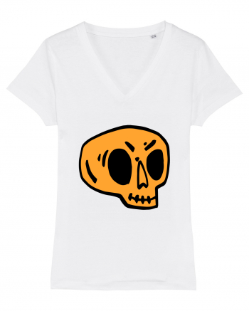 Halloween Orange Funny Skull White