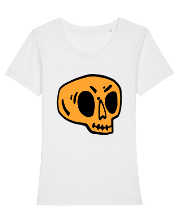 Halloween Orange Funny Skull White