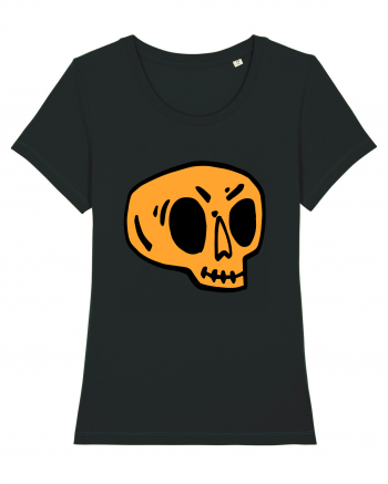 Halloween Orange Funny Skull Black