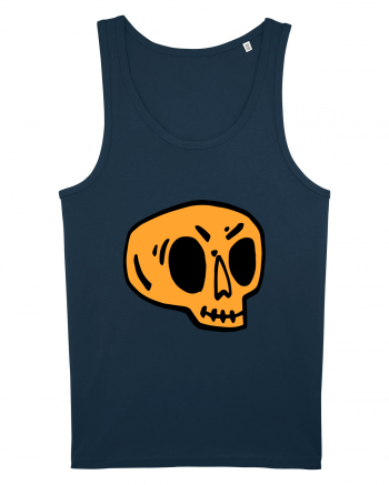 Halloween Orange Funny Skull Navy
