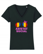 Tricou de Asistat Social- Femeie Tricou mânecă scurtă guler V Damă Evoker
