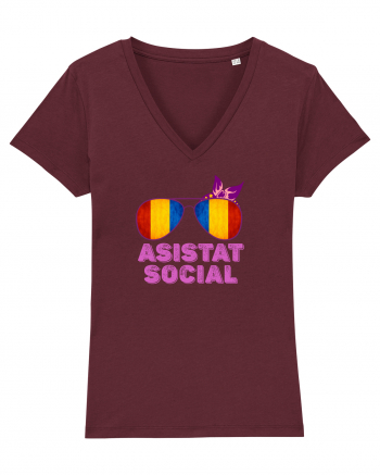 Tricou de Asistat Social- Femeie Burgundy