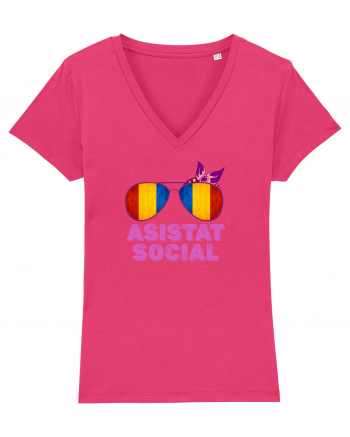 Tricou de Asistat Social- Femeie Raspberry