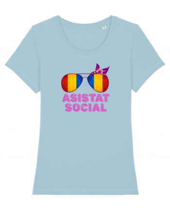 Tricou de Asistat Social- Femeie Sky Blue