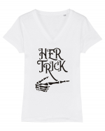 Her Trick Halloween Tricou mânecă scurtă guler V Damă Evoker