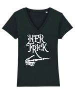 Her Trick Halloween Tricou mânecă scurtă guler V Damă Evoker