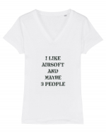 I Like Airsoft Design Tricou mânecă scurtă guler V Damă Evoker