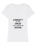 Airsoft is the Drug Design Tricou mânecă scurtă guler V Damă Evoker