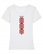 Romanian traditional motifs Tricou mânecă scurtă guler larg fitted Damă Expresser