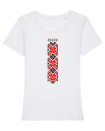 Romanian traditional motifs Tricou mânecă scurtă guler larg fitted Damă Expresser