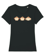 Monkey Emoji Tricou mânecă scurtă guler larg fitted Damă Expresser