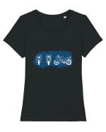 Motorcycle Blueprint Tricou mânecă scurtă guler larg fitted Damă Expresser