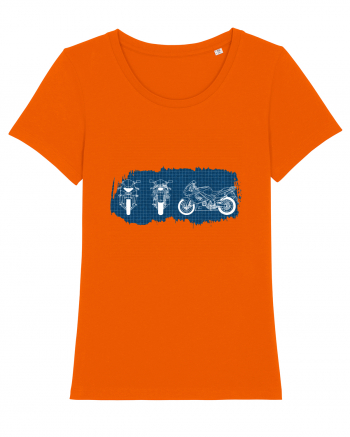 Motorcycle Blueprint Bright Orange