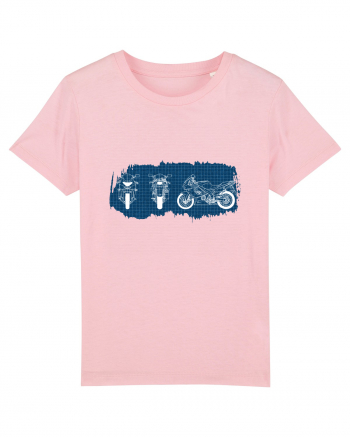 Motorcycle Blueprint Cotton Pink
