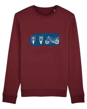 Motorcycle Blueprint Burgundy