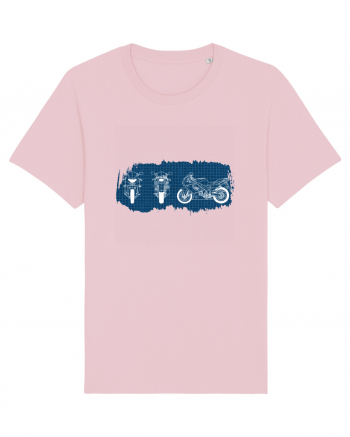 Motorcycle Blueprint Cotton Pink