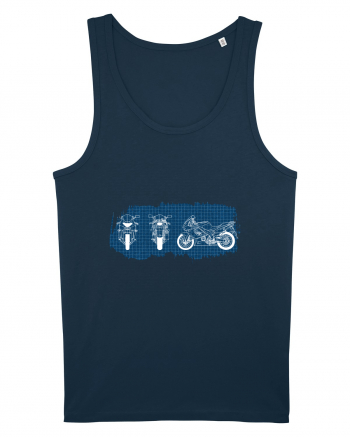 Motorcycle Blueprint Navy