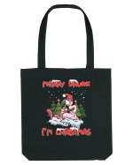 Merry Drunk I'm Christmas Pink Flamingo Sacoșă textilă