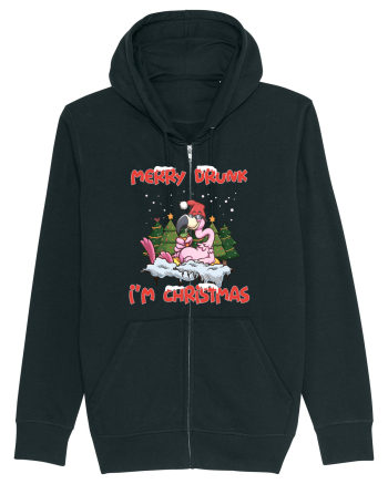 Merry Drunk I'm Christmas Pink Flamingo Black