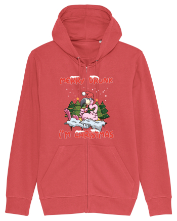 Merry Drunk I'm Christmas Pink Flamingo Carmine Red