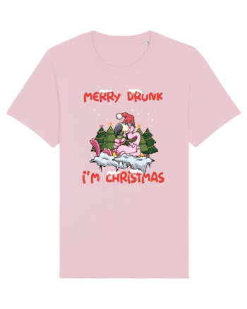 Merry Drunk I'm Christmas Pink Flamingo Cotton Pink