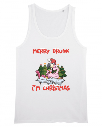 Merry Drunk I'm Christmas Pink Flamingo White