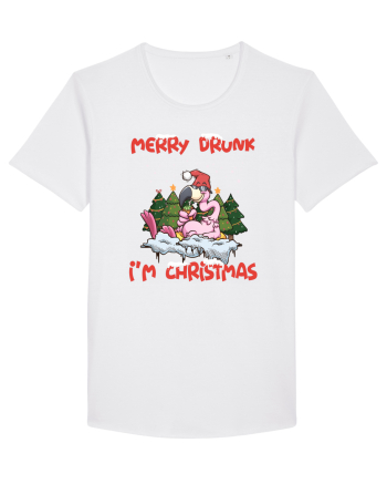 Merry Drunk I'm Christmas Pink Flamingo White
