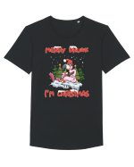 Merry Drunk I'm Christmas Pink Flamingo Tricou mânecă scurtă guler larg Bărbat Skater