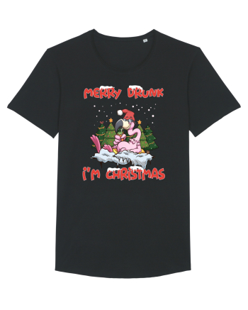 Merry Drunk I'm Christmas Pink Flamingo Black