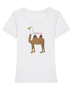 Struțo-Cămilă Tricou mânecă scurtă guler larg fitted Damă Expresser