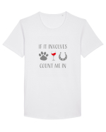 If it involves dogs, wine, and horses count me in Tricou mânecă scurtă guler larg Bărbat Skater