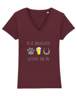 If it involves dogs, beer, and horses count me in Tricou mânecă scurtă guler V Damă Evoker