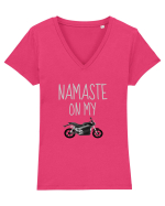 Namaste on My Bike Tricou mânecă scurtă guler V Damă Evoker