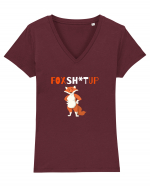 FoxSh*tUp  Tricou mânecă scurtă guler V Damă Evoker