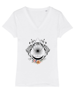 Geometric Floral Tricou mânecă scurtă guler V Damă Evoker