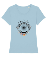 Geometric Floral Tricou mânecă scurtă guler larg fitted Damă Expresser