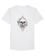 Craniu Floral Tricou mânecă scurtă guler larg Bărbat Skater