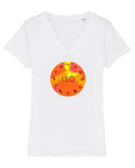 Leo Astrological Sign/LEU/Zodiac Tricou mânecă scurtă guler V Damă Evoker