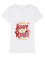 Corpul meu, regulile mele, cu flamingo Tricou mânecă scurtă guler V Damă Evoker