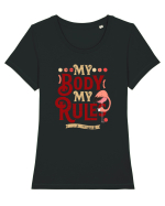 Corpul meu, regulile mele, cu flamingo Tricou mânecă scurtă guler larg fitted Damă Expresser