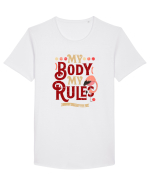 Corpul meu, regulile mele, cu flamingo Tricou mânecă scurtă guler larg Bărbat Skater