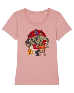 De Halloween cu dinozauri, mumii, bostani, vrahitoare lilieci si pisisi Tricou mânecă scurtă guler larg fitted Damă Expresser