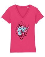 Natura Albastra Geometric Tricou mânecă scurtă guler V Damă Evoker