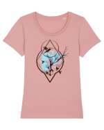 Natura Albastra Geometric Tricou mânecă scurtă guler larg fitted Damă Expresser
