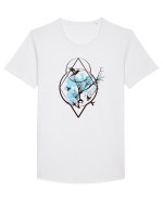 Natura Albastra Geometric Tricou mânecă scurtă guler larg Bărbat Skater