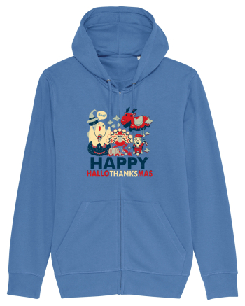 Halloween Thanksgiving si Craciunul. Design retro 3 in 1 Bright Blue