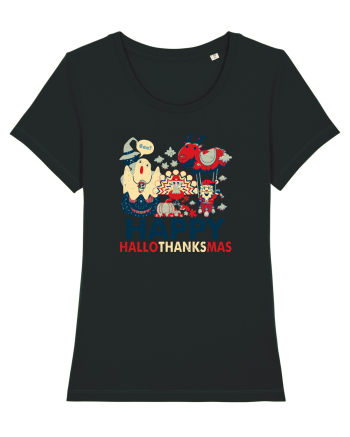 Halloween Thanksgiving si Craciunul. Design retro 3 in 1 Black