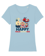 Halloween Thanksgiving si Craciunul. Design retro 3 in 1 Tricou mânecă scurtă guler larg fitted Damă Expresser