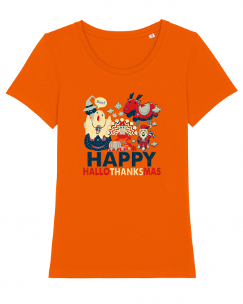 Halloween Thanksgiving si Craciunul. Design retro 3 in 1 Bright Orange