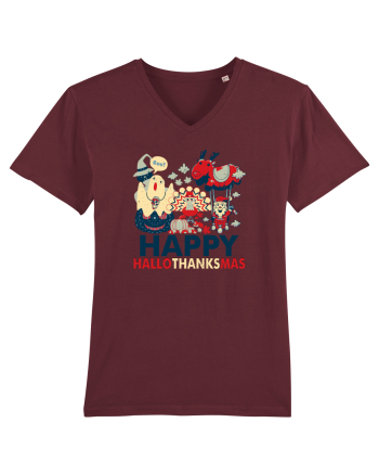 Halloween Thanksgiving si Craciunul. Design retro 3 in 1 Burgundy